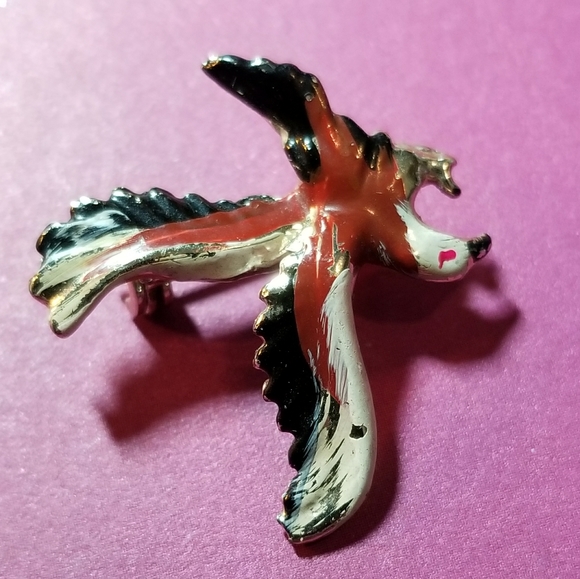 Relisted -vintage soaring eagle brooch pin enamel bird brown - Picture 4 of 5